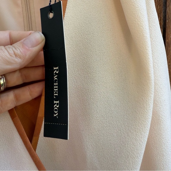 RACHEL Rachel Roy Cream Gold Ruffle Mini Sheath Dress Size 2 NWT Flawed - Picture 4 of 12